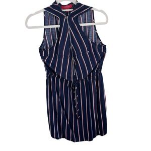 GUESS Striped Halter Neck Sleeveless Dress with Zipper Detail Womens Size Medium